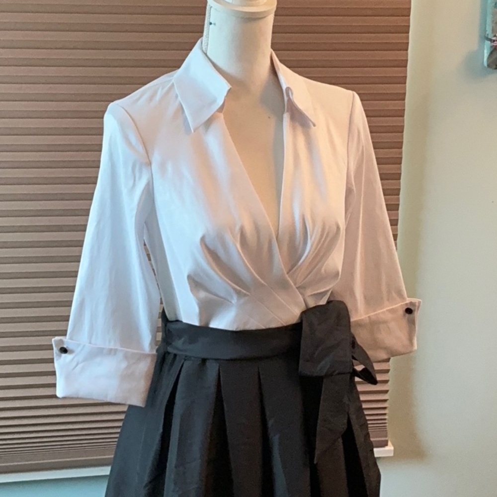 Black A-Line Maxi Wrap Dress for Cocktail - Picture 3 of 6